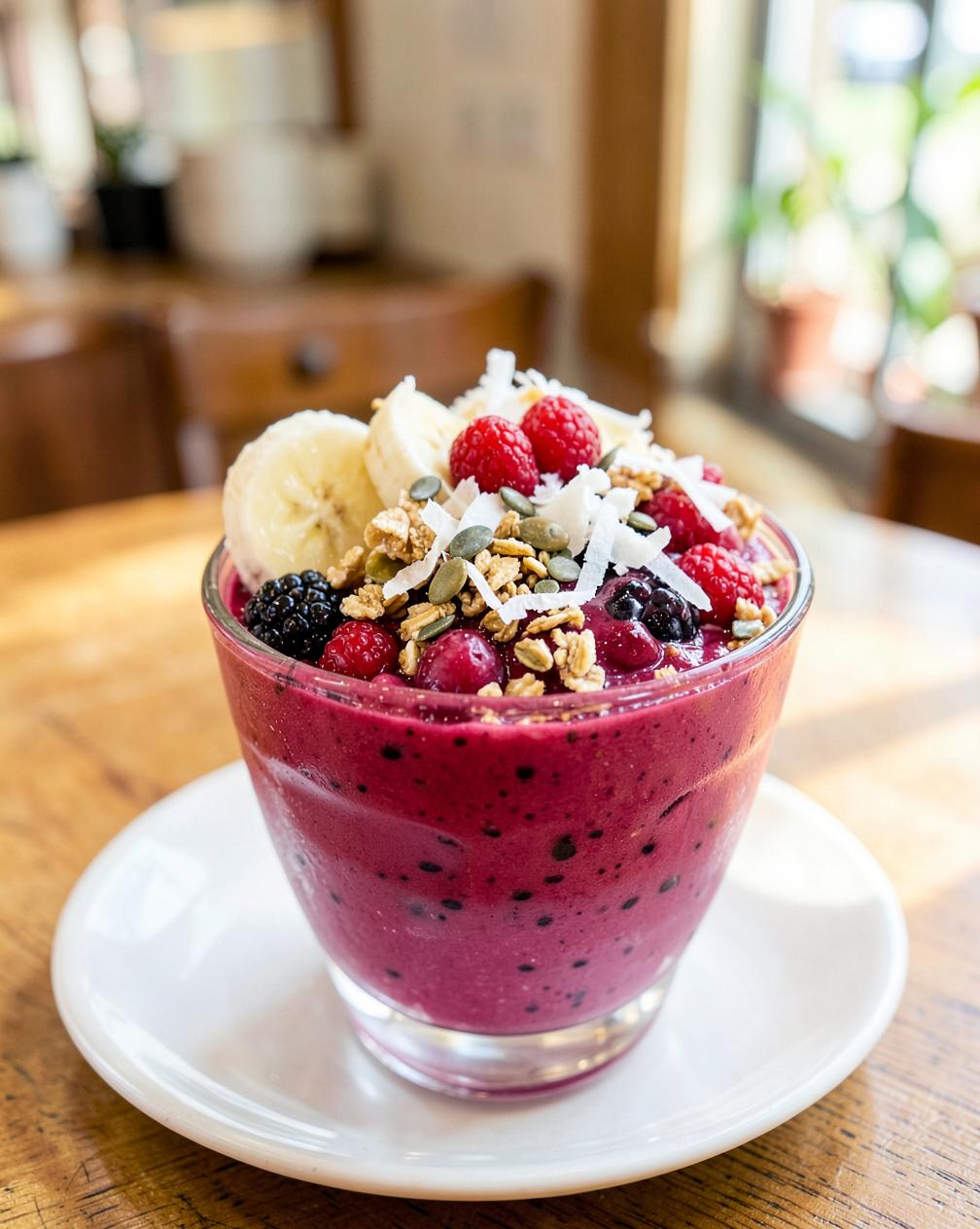 Açaí Bowl — Açaí, banana, berries, granola, coconut and seeds