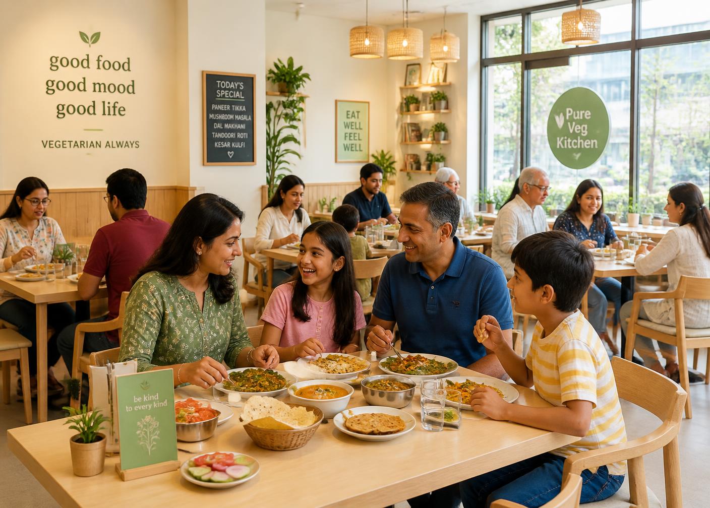 The 100Plus dining room with families eating